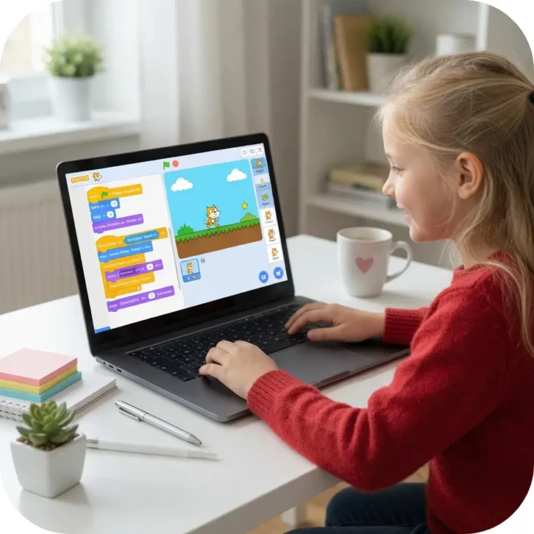 Kind lernt mit Scratch programmieren